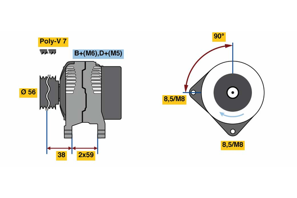 Generator / Alternator 0 986 080 950 BOSCH