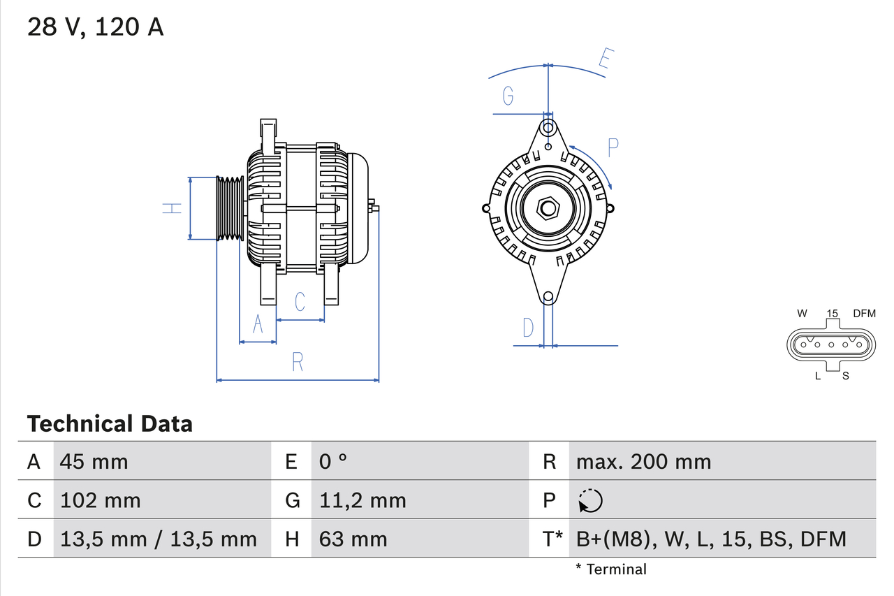 Generator / Alternator 0 986 081 010 BOSCH