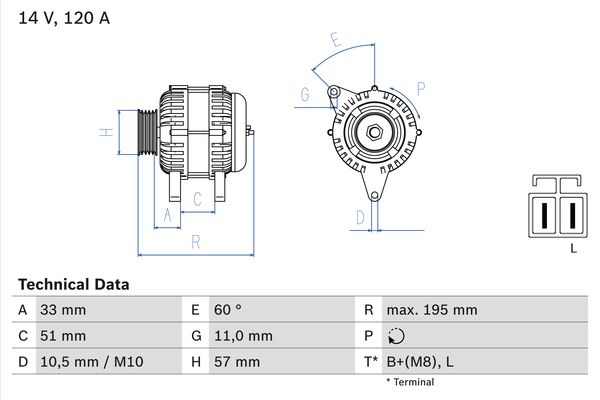 Generator / Alternator 0 986 081 060 BOSCH