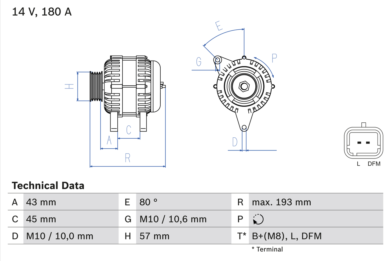 Generator / Alternator 0 986 081 330 BOSCH