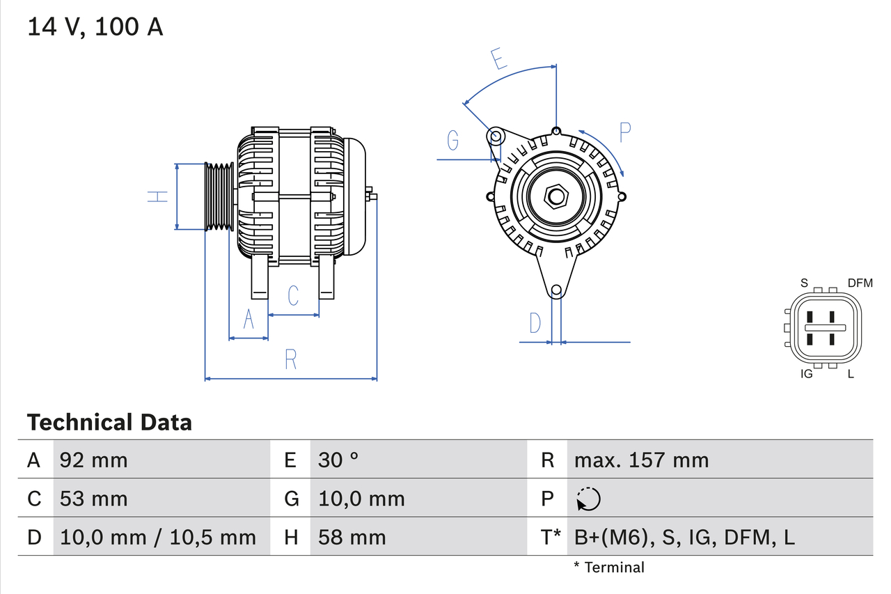 Generator / Alternator 0 986 082 030 BOSCH