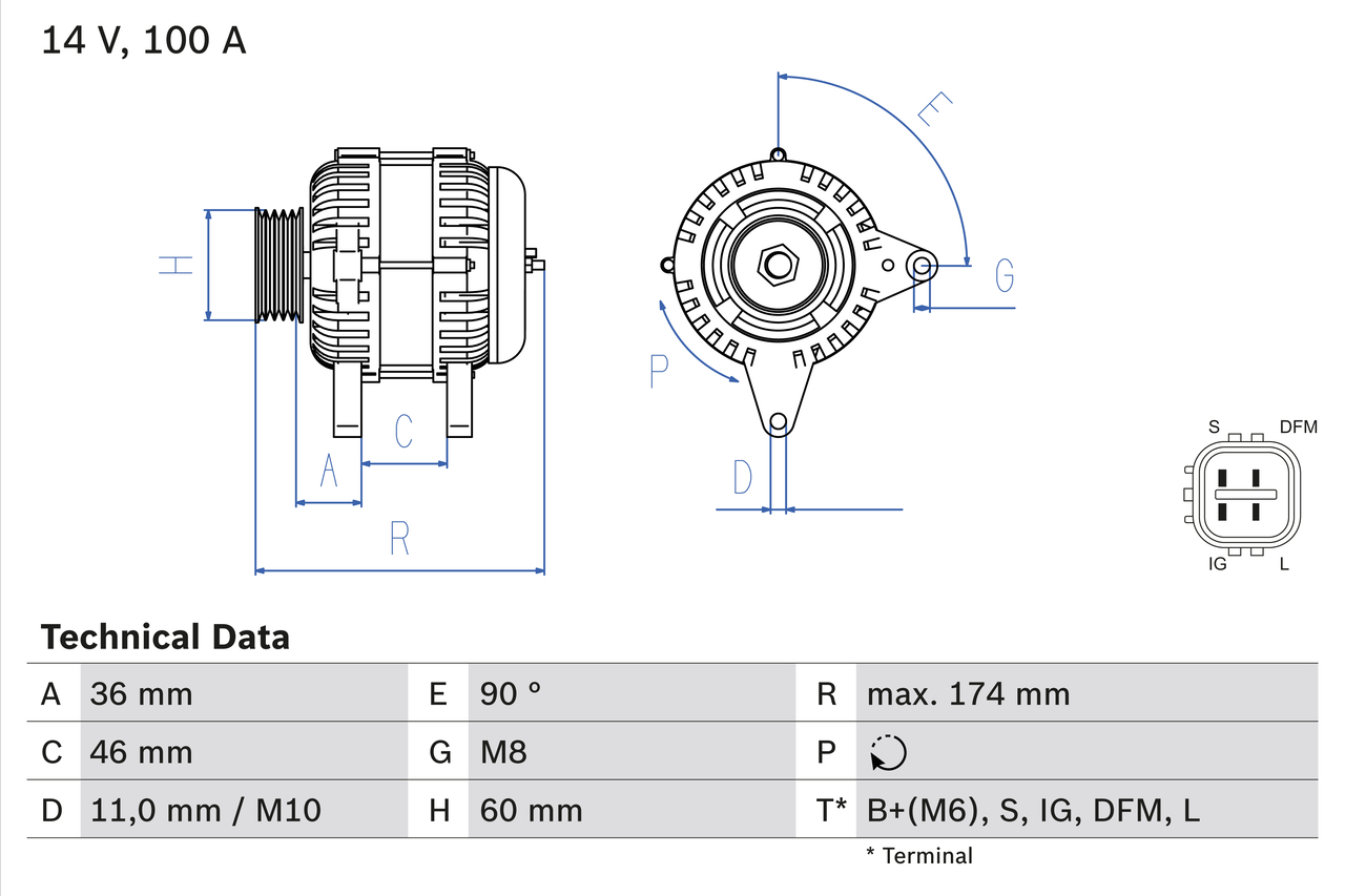 Generator / Alternator 0 986 082 060 BOSCH
