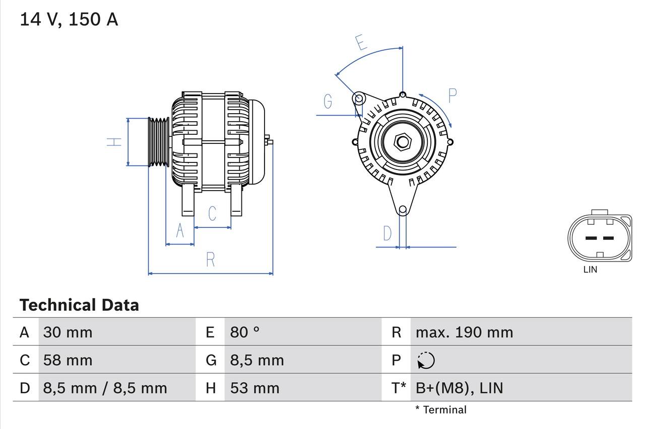 Generator / alternator 0 986 082 160 BOSCH