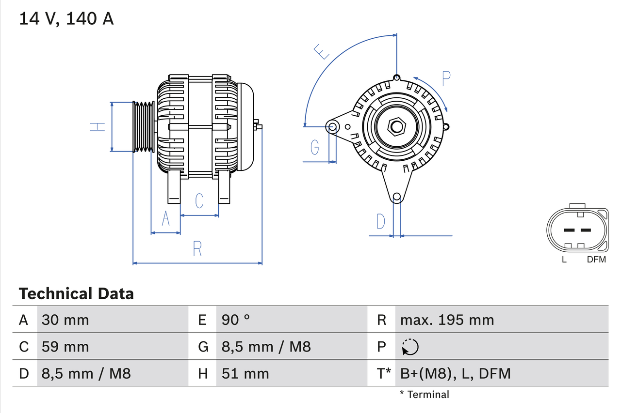 Generator / alternator 0 986 082 230 BOSCH