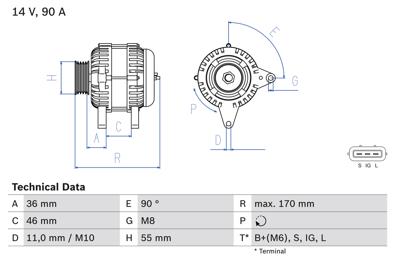 Generator / Alternator 0 986 082 770 BOSCH