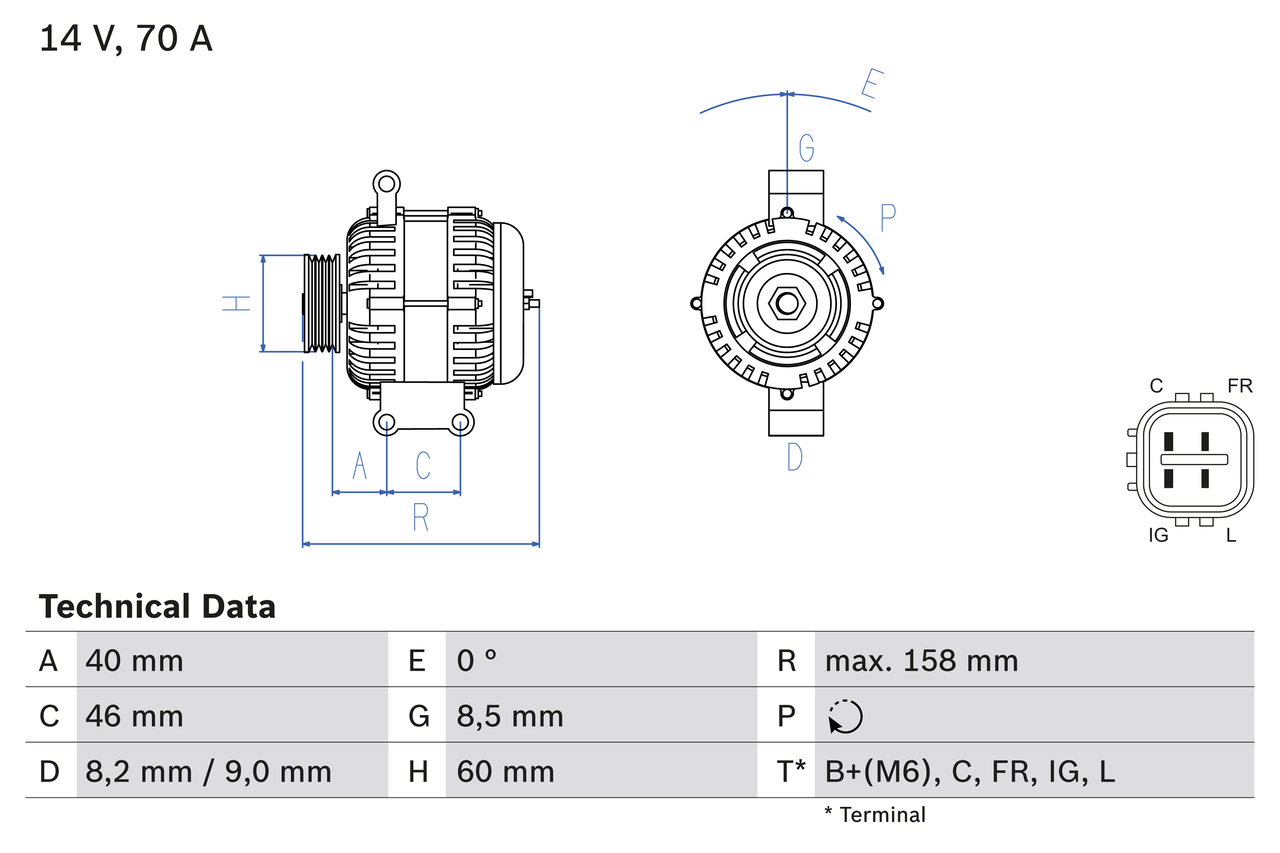 Generator / Alternator 0 986 082 800 BOSCH