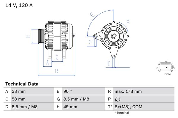 Generator / Alternator 0 986 084 100 BOSCH