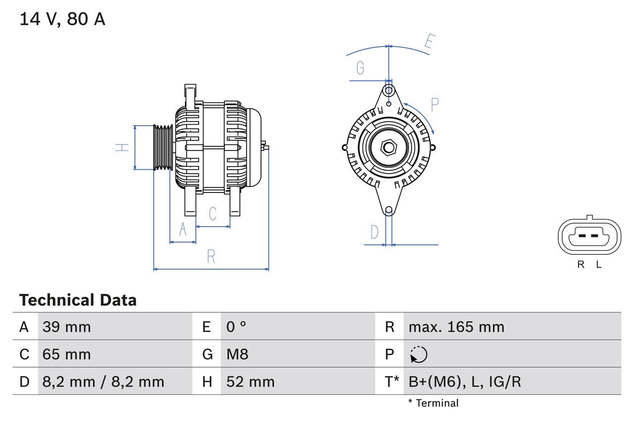 Generator / Alternator 0 986 084 370 BOSCH