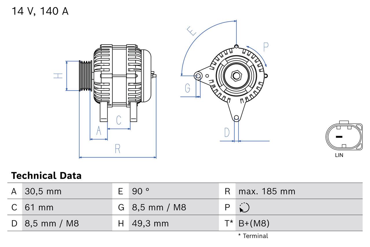 Generator / alternator 0 986 085 540 BOSCH