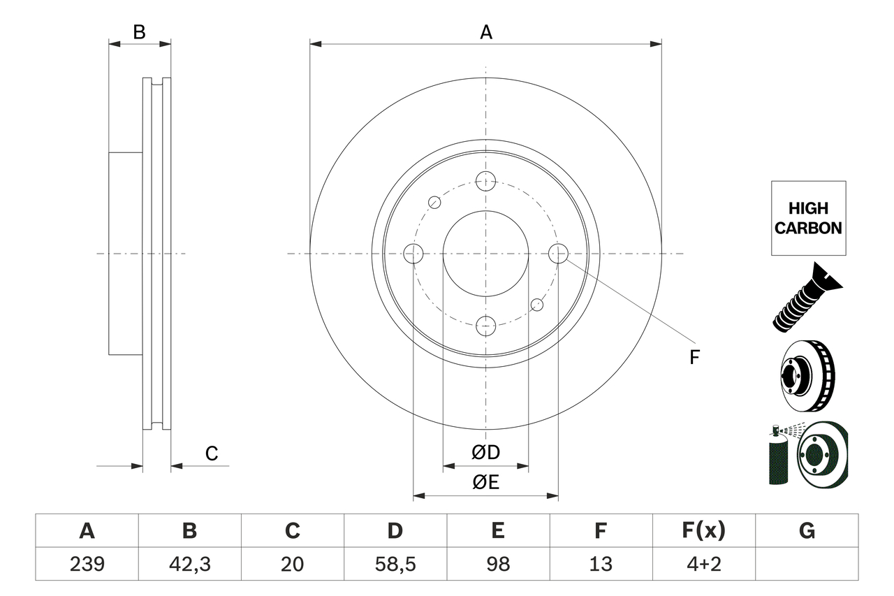 Disc frana 0 986 479 E34 BOSCH
