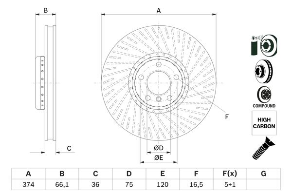 Disc frana 0 986 479 E63 BOSCH