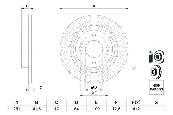 Disc frana 0 986 479 F14 BOSCH