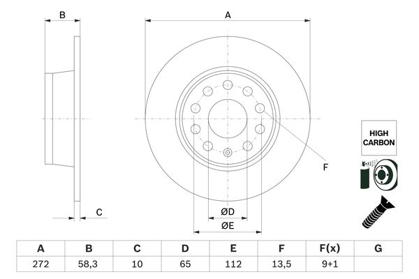 Disc frana 0 986 479 F23 BOSCH