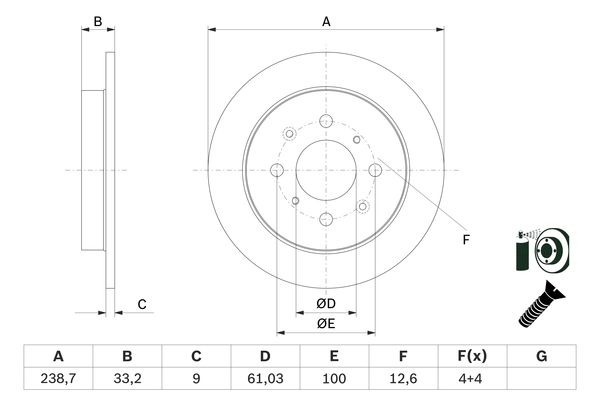 Disc frana 0 986 479 F34 BOSCH