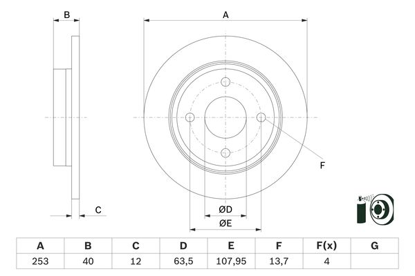 Disc frana 0 986 479 F63 BOSCH