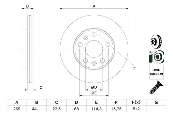 Disc frana 0 986 479 F65 BOSCH