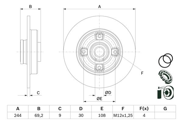 Disc frana 0 986 479 F74 BOSCH