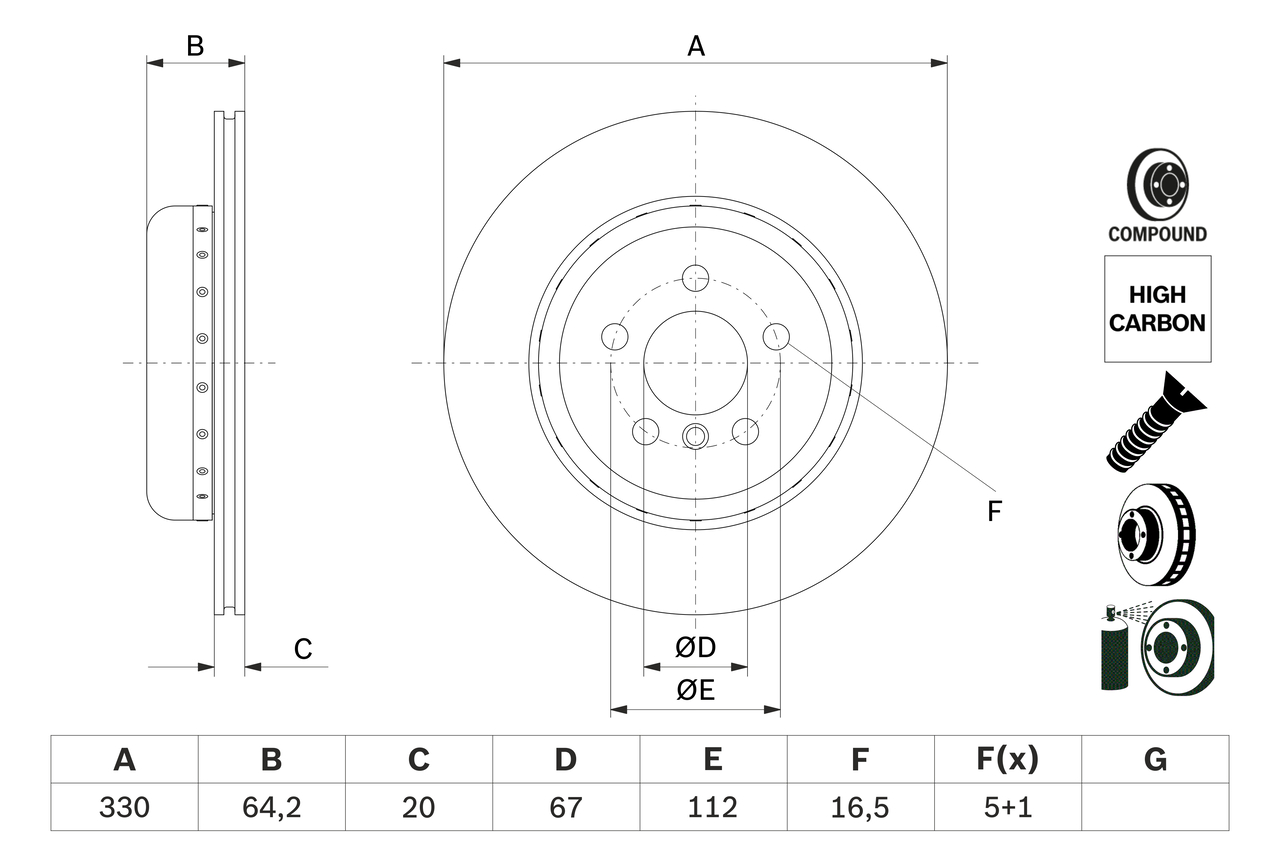 Disc frana 0 986 479 G14 BOSCH