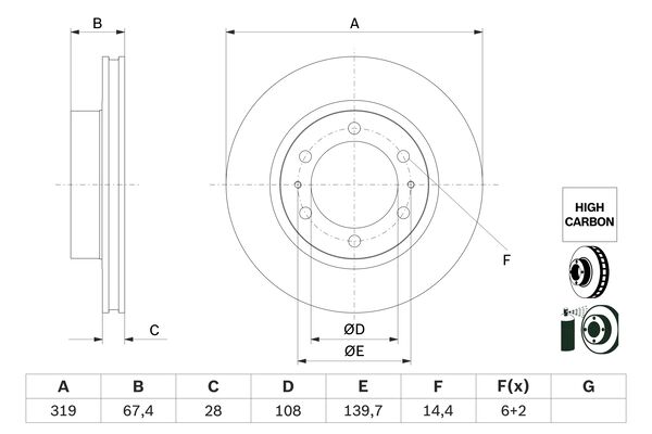 Disc frana 0 986 479 G19 BOSCH