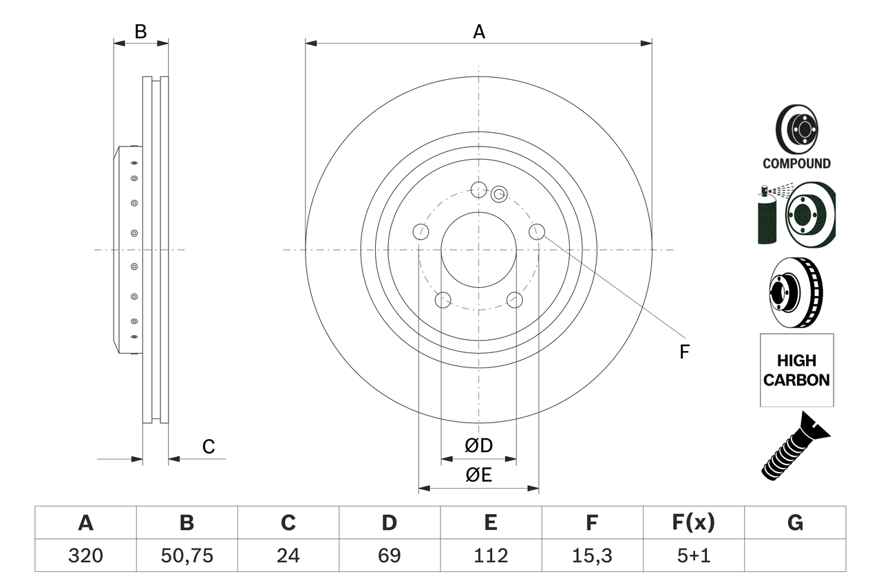 Disc frana 0 986 479 G36 BOSCH