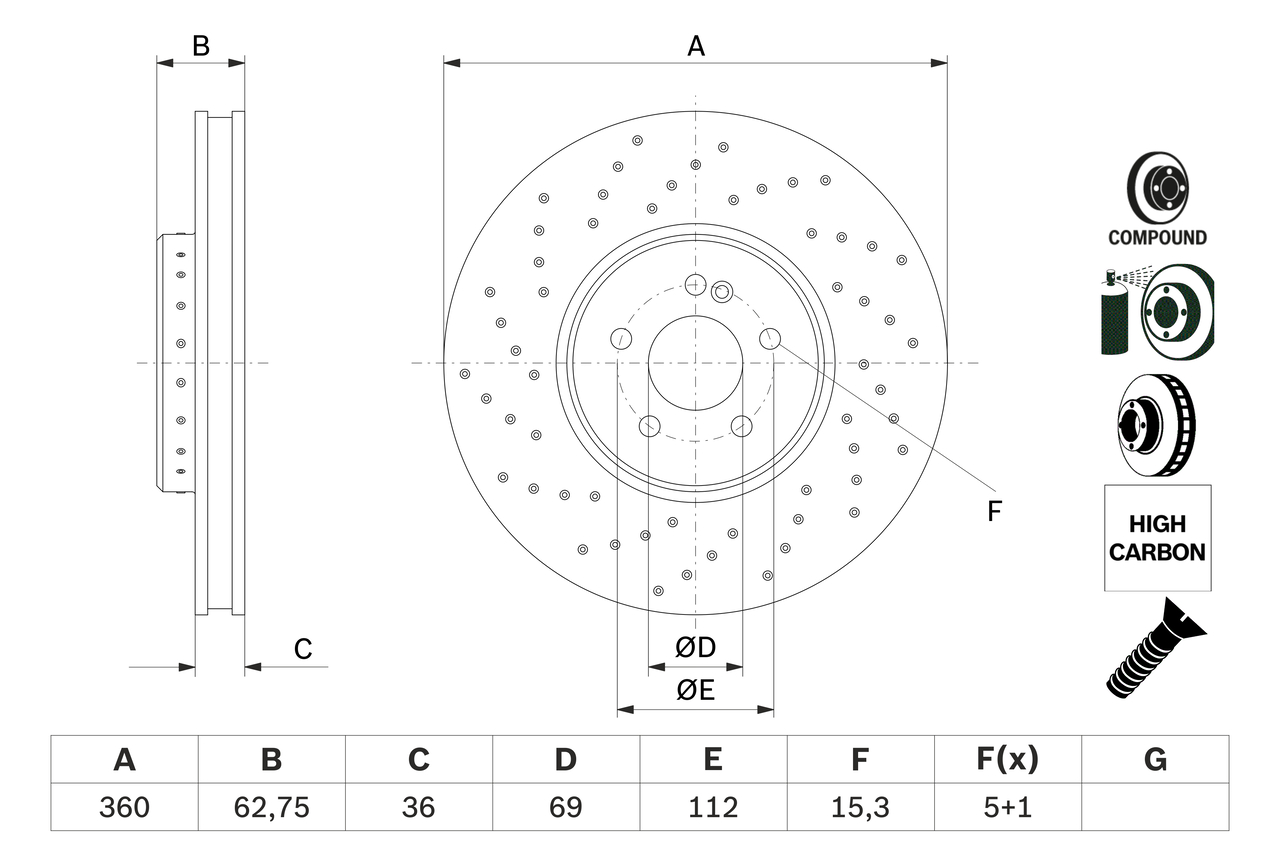 Disc frana 0 986 479 G38 BOSCH