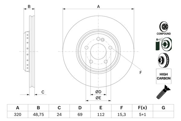 Disc frana 0 986 479 G39 BOSCH