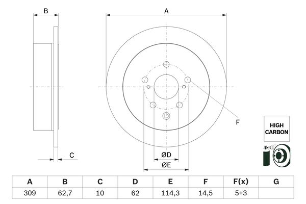 Disc frana 0 986 479 G61 BOSCH