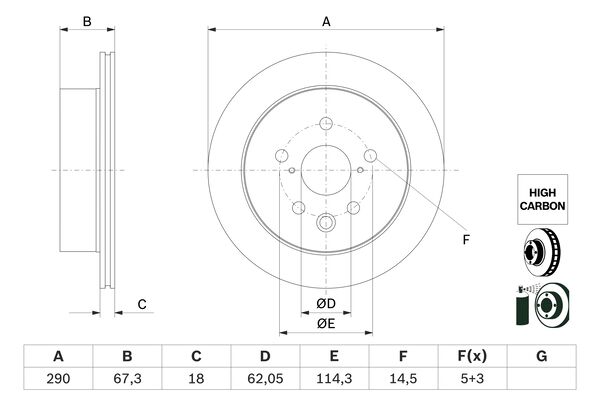 Disc frana 0 986 479 G64 BOSCH