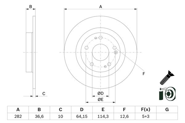 Disc frana 0 986 479 G90 BOSCH