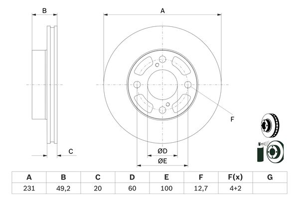 Disc frana 0 986 479 G91 BOSCH