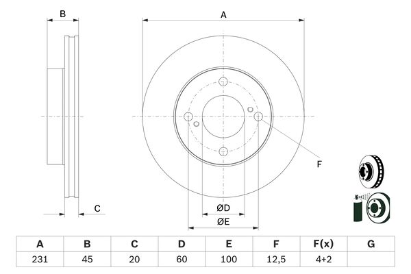 Disc frana 0 986 479 G92 BOSCH