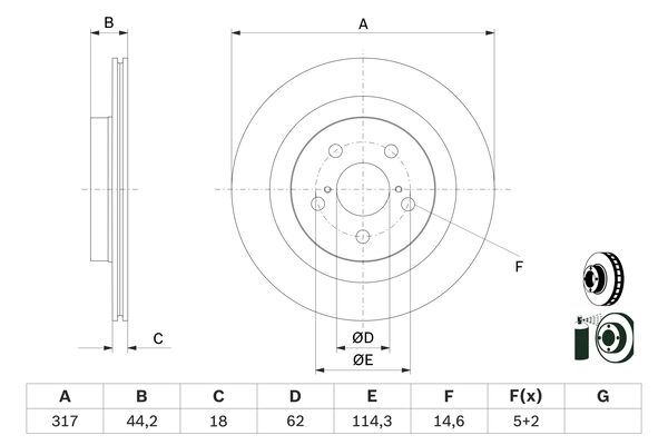 Disc frana 0 986 479 H19 BOSCH