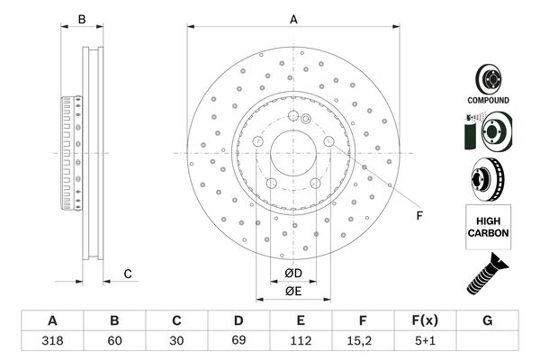 Disc frana 0 986 479 H37 BOSCH