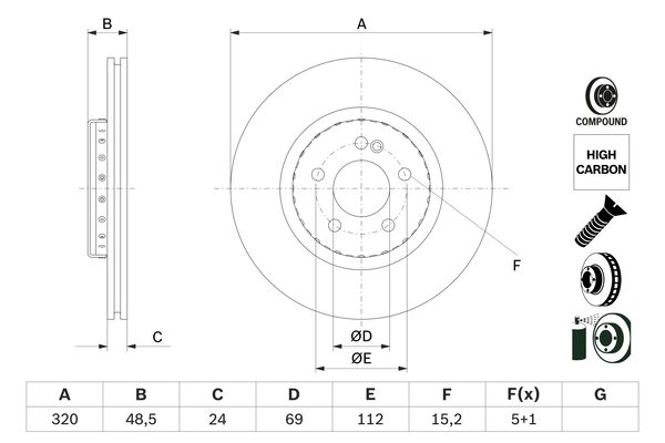 Disc frana 0 986 479 H43 BOSCH