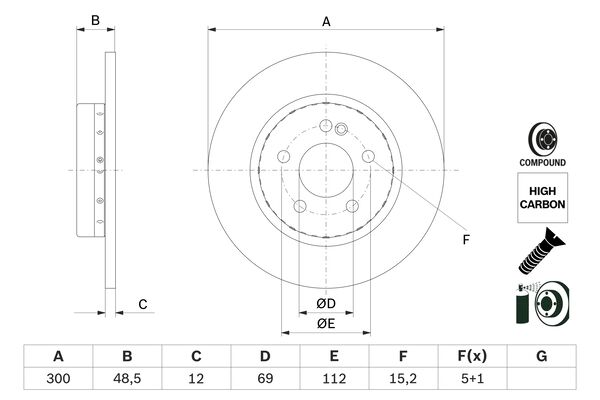 Disc frana 0 986 479 H49 BOSCH