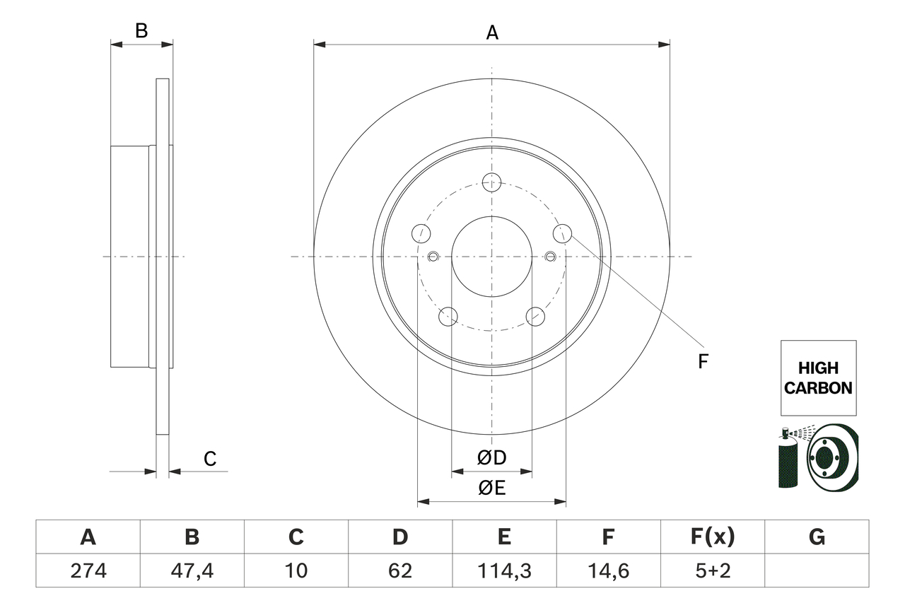 Disc frana 0 986 479 H62 BOSCH