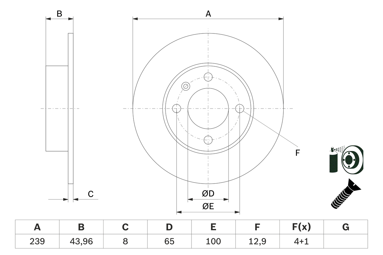 Disc frana 0 986 479 V90 BOSCH
