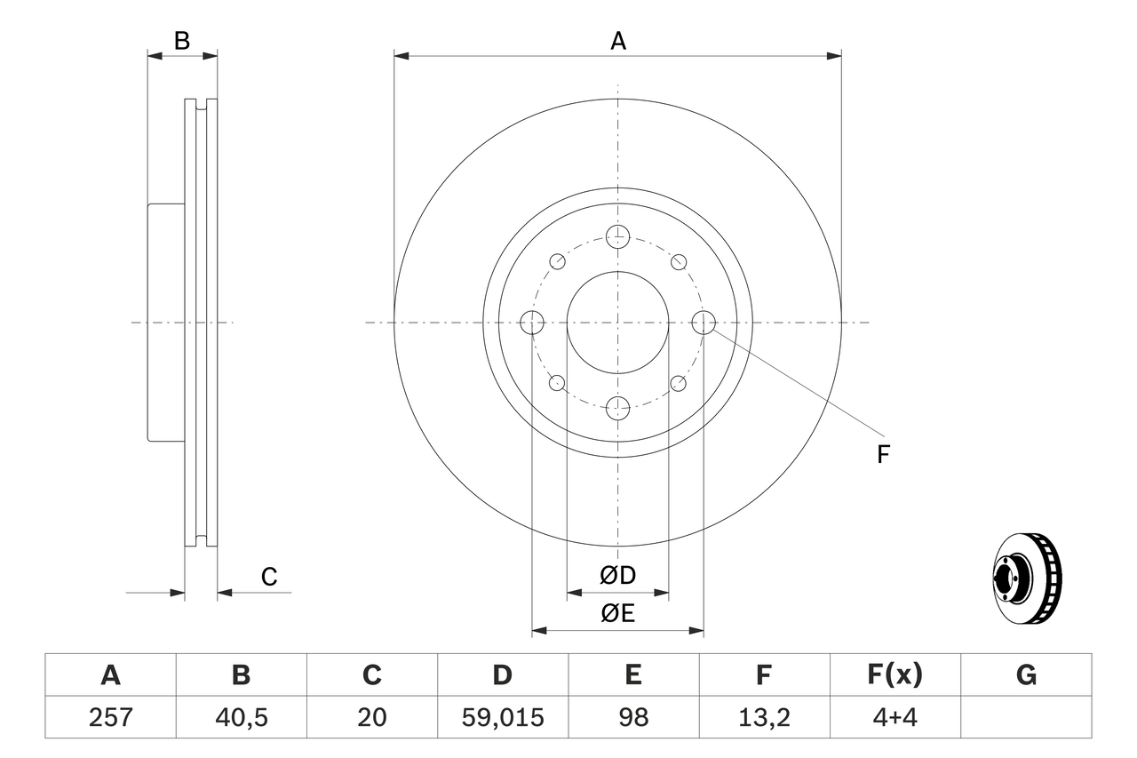 Disc frana 0 986 479 W68 BOSCH