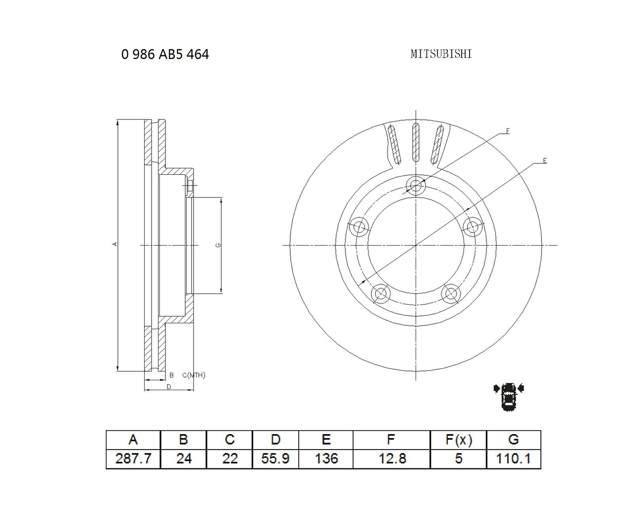Disc frana 0 986 AB5 464 BOSCH