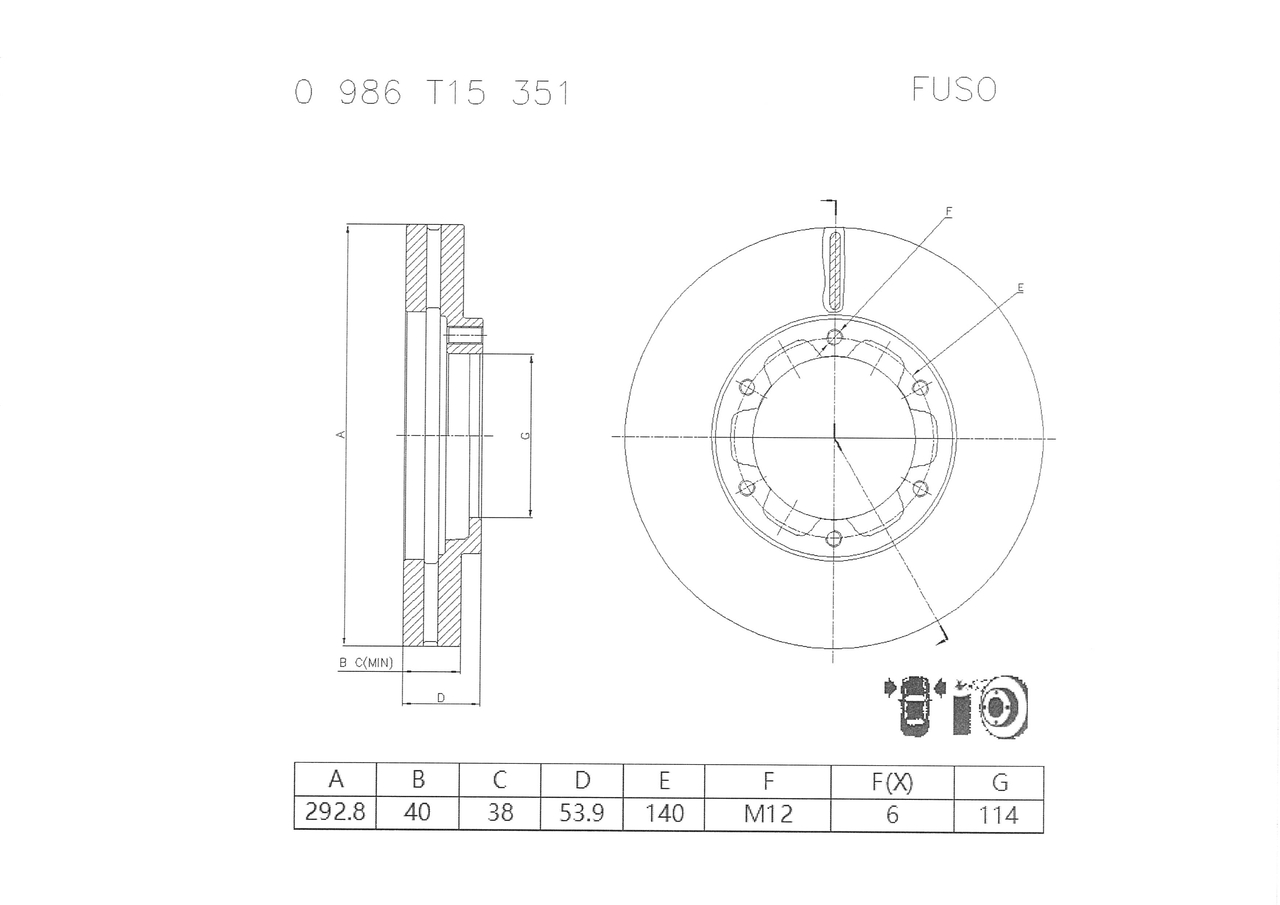 Disc frana 0 986 T15 351 BOSCH