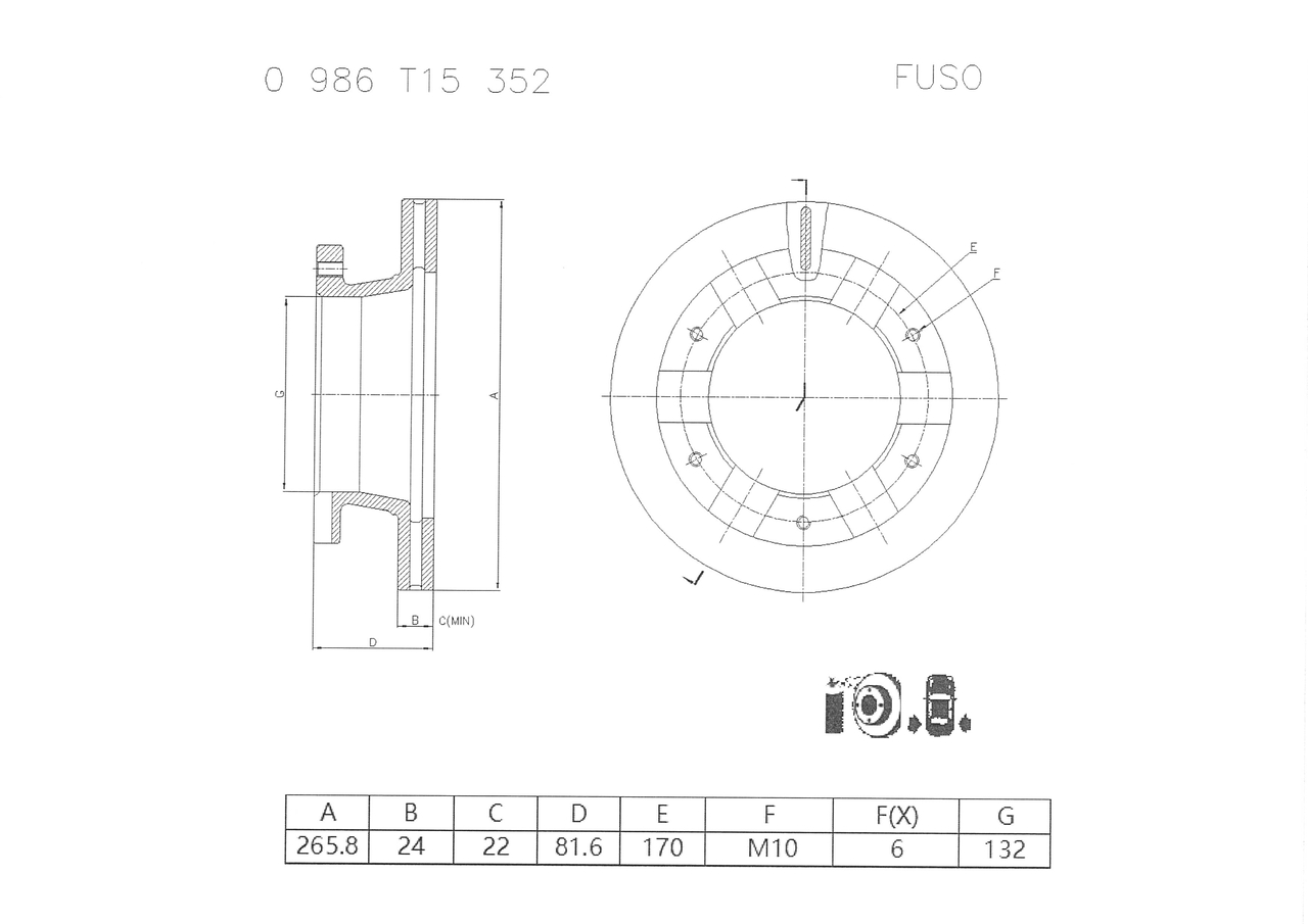 Disc frana 0 986 T15 352 BOSCH