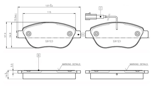 set placute frana,frana disc 0 986 TB2 961 BOSCH