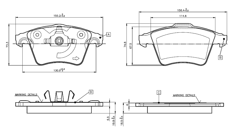 set placute frana,frana disc 0 986 TB3 061 BOSCH