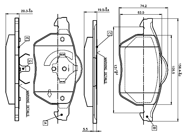 set placute frana,frana disc 0 986 TB3 068 BOSCH