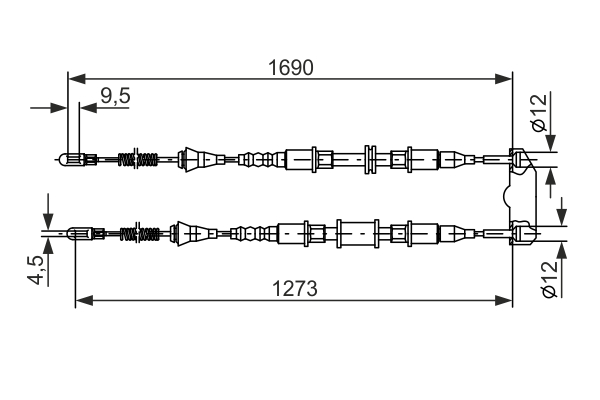 Cablu, frana de parcare 1 987 477 129 BOSCH