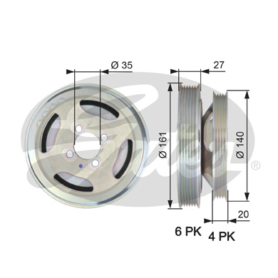 Fulie curea, arbore cotit TVD1075 GATES