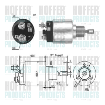 Solenoid, electromotor 46003 HOFFER