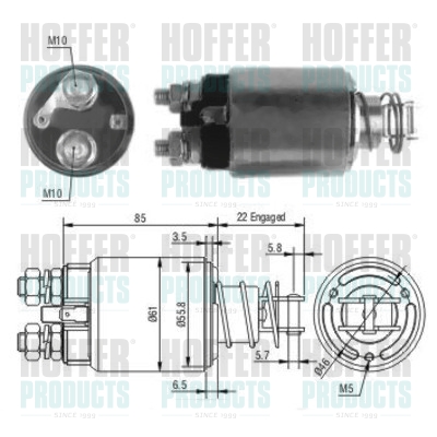 Solenoid, electromotor 46185 HOFFER