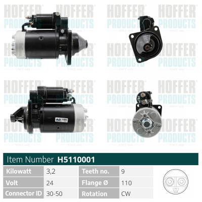 Starter H5110001 HOFFER