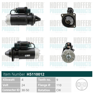 Starter H5110012 HOFFER